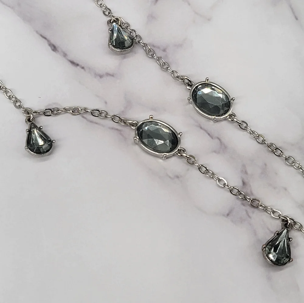 Chico’s Aquamarine Teardrop Station Necklace - Picture 5 of 7